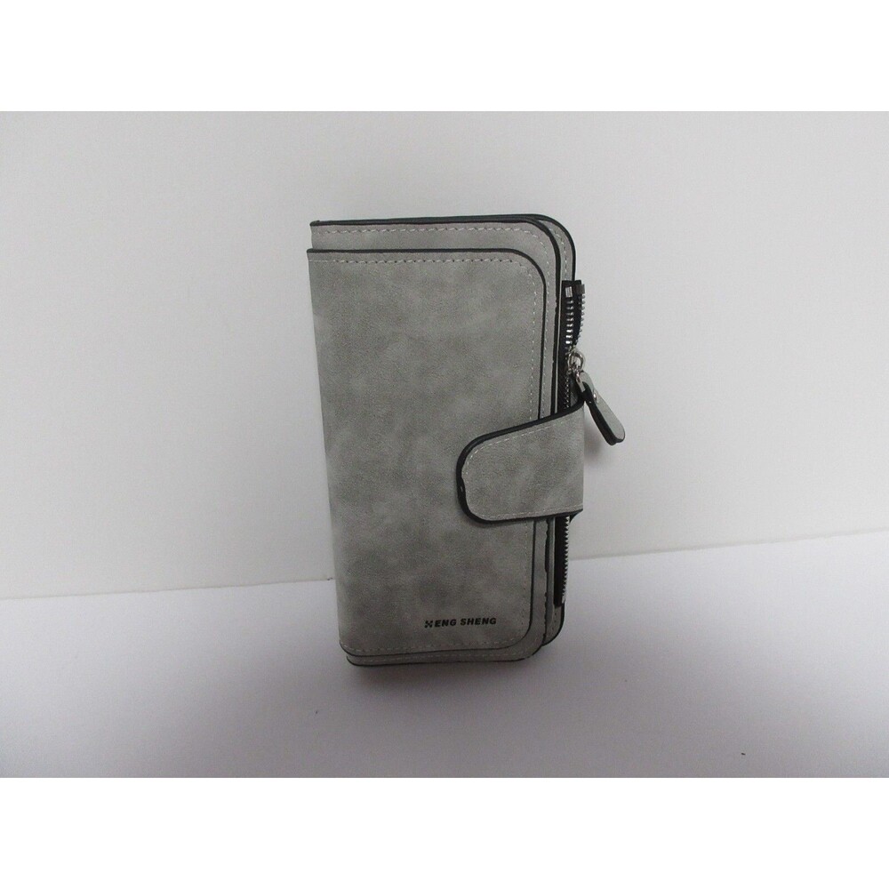 Large Grey Ladies Leather Wallet Long Purse Phone Card Holder Case Clutch - Picture 2 of 6